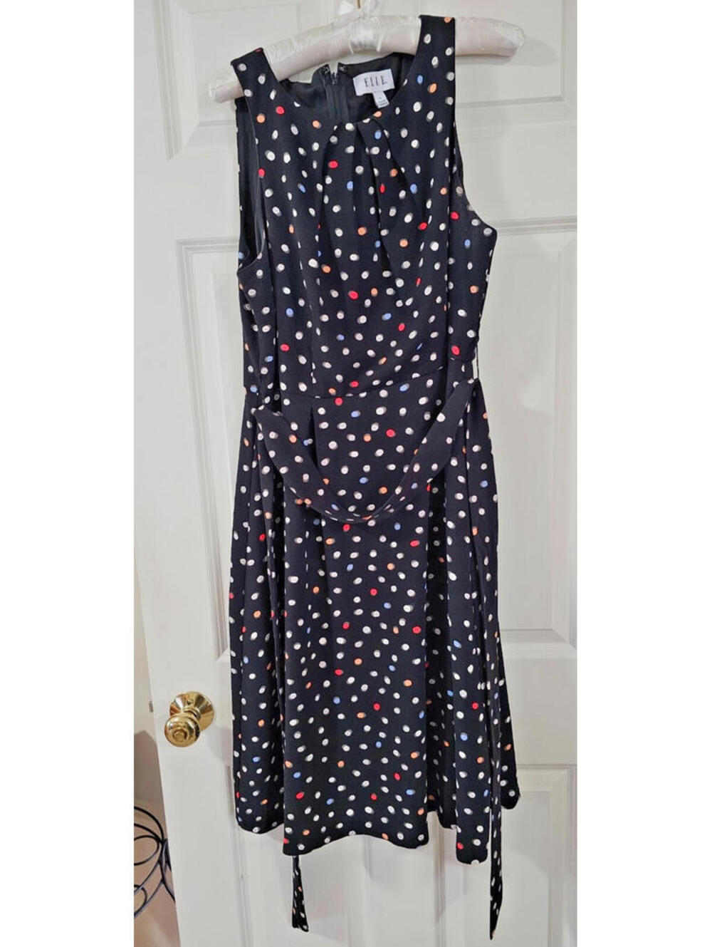 ELLE Women's Multi-colored Polka Dot Dress Size 12 Sleeveless  Knee length